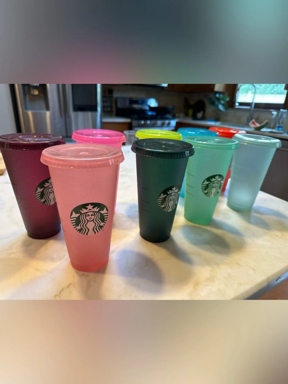 Starbucks Reusable Plastic Cold Cups and Lids - 24oz Venti